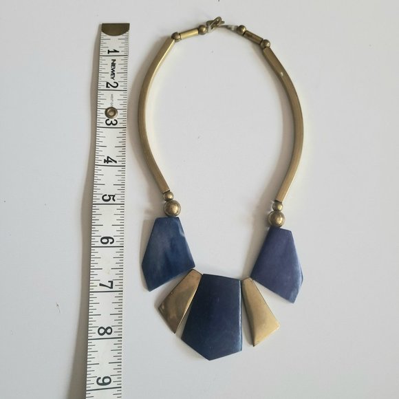 Vintage blue stone and brass necklace. - Picture 8 of 8